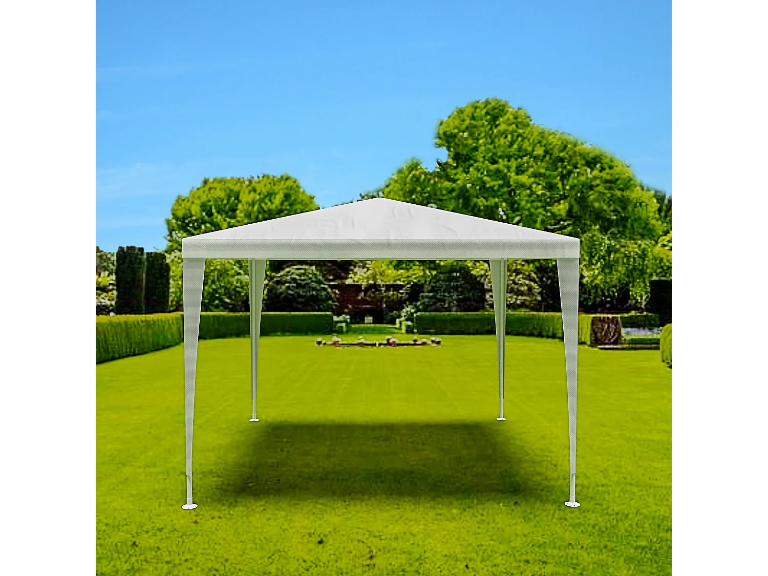 Gazebo 3 x 3 Metri Struttura in Acciaio Copertura In PE 110 gr/m² Impermeabile Idrorepellente Resistente Raggi Solari UV Tenda Ombrellone Per Fiere Pic Nic Cam