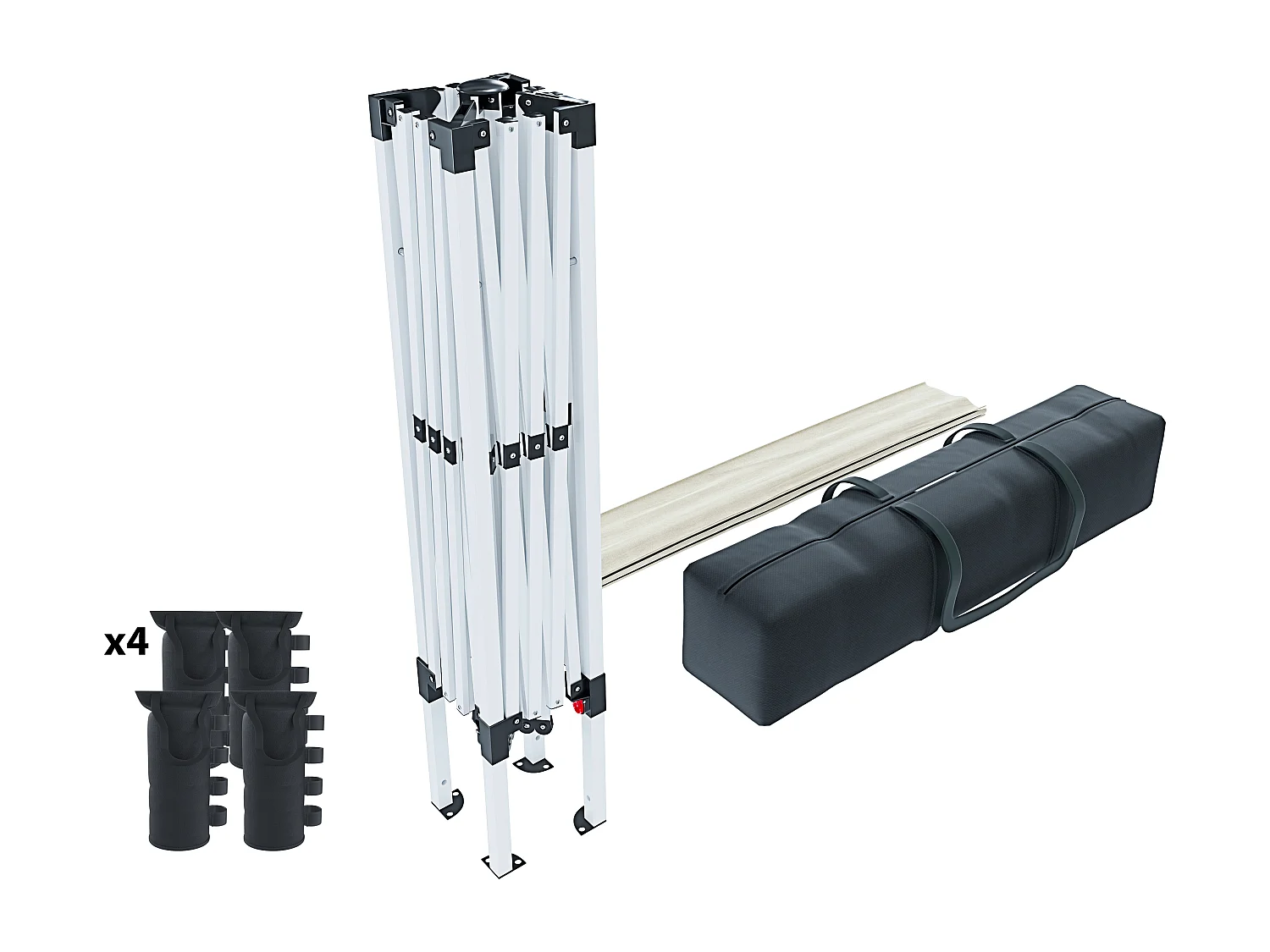 Gazebo Pieghevole Idrorepellente 3 x 3 M Da Giardino Con 4 Sacche Per Pesi Sacca Trasporto Chiusura Fisarmonica Esterno Struttura Acciaio Copertura 160 gr/m² Beige