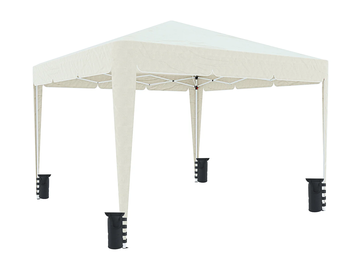 Gazebo Pieghevole Idrorepellente 3 x 3 M Da Giardino Con 4 Sacche Per Pesi Sacca Trasporto Chiusura Fisarmonica Esterno Struttura Acciaio Copertura 160 gr/m² Beige