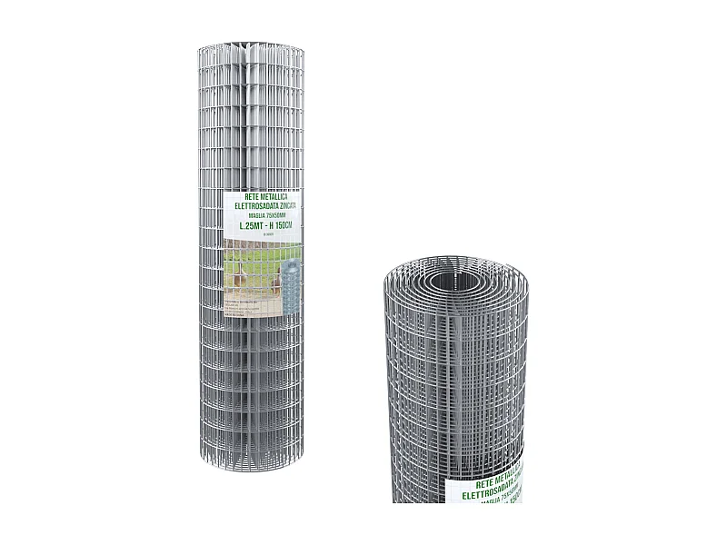 Rotolo Rete Metallica Per Recinzioni 25 M Zincata Elettrosaldata Rigida Maglia 75 x 50 mm Per Giardino Orto Piante Spazi Esterni (150 Cm)