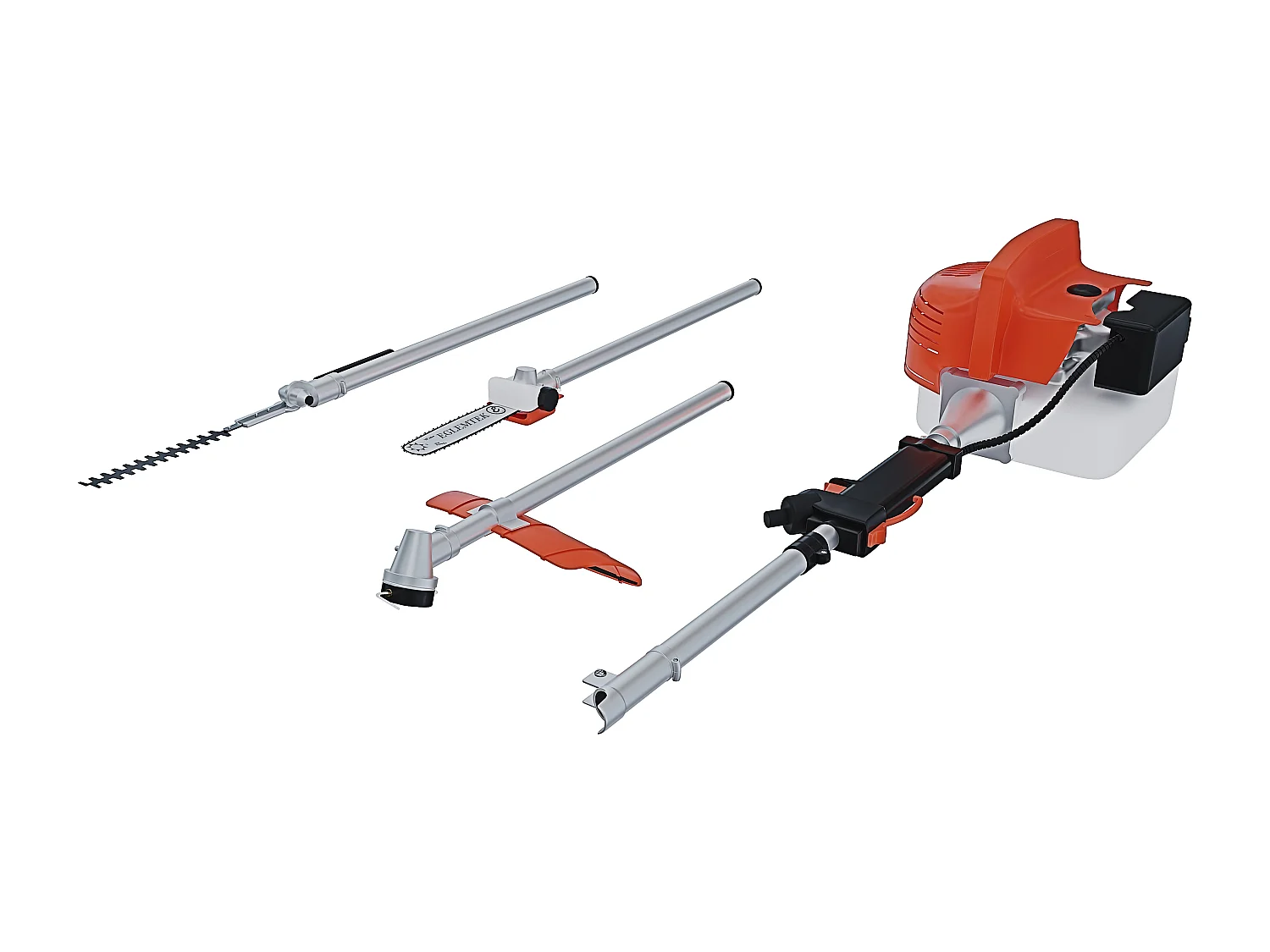 Decespugliatore A Scoppio Benzina 52 cc 4 in 1 Multifunzione Tagliasiepi Troncarami Motosega Tagliabordi Uso Domestico Professionale Potatura Abbattimento Arancione