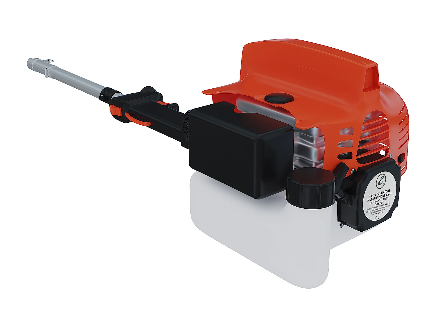 Decespugliatore A Scoppio Benzina 52 cc 4 in 1 Multifunzione Tagliasiepi Troncarami Motosega Tagliabordi Uso Domestico Professionale Potatura Abbattimento Arancione