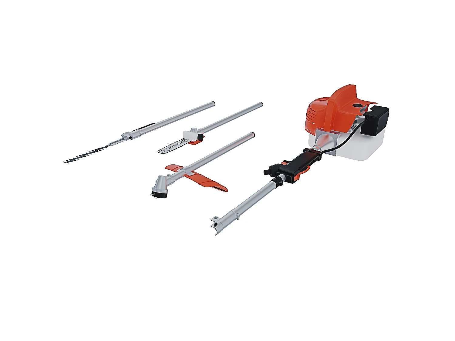 Decespugliatore A Scoppio Benzina 52 cc 4 in 1 Multifunzione Tagliasiepi Troncarami Motosega Tagliabordi Uso Domestico Professionale Potatura Abbattimento Arancione