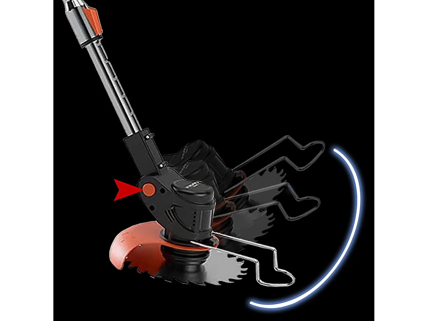 Decespugliatore A Batteria Tagliabordi Elettrico Asta Regolabile Senza Fili Con Lame Metalliche 2 Batterie Testa Rotante Regolabile a 90° Tagliaerba Rasaerba 24V