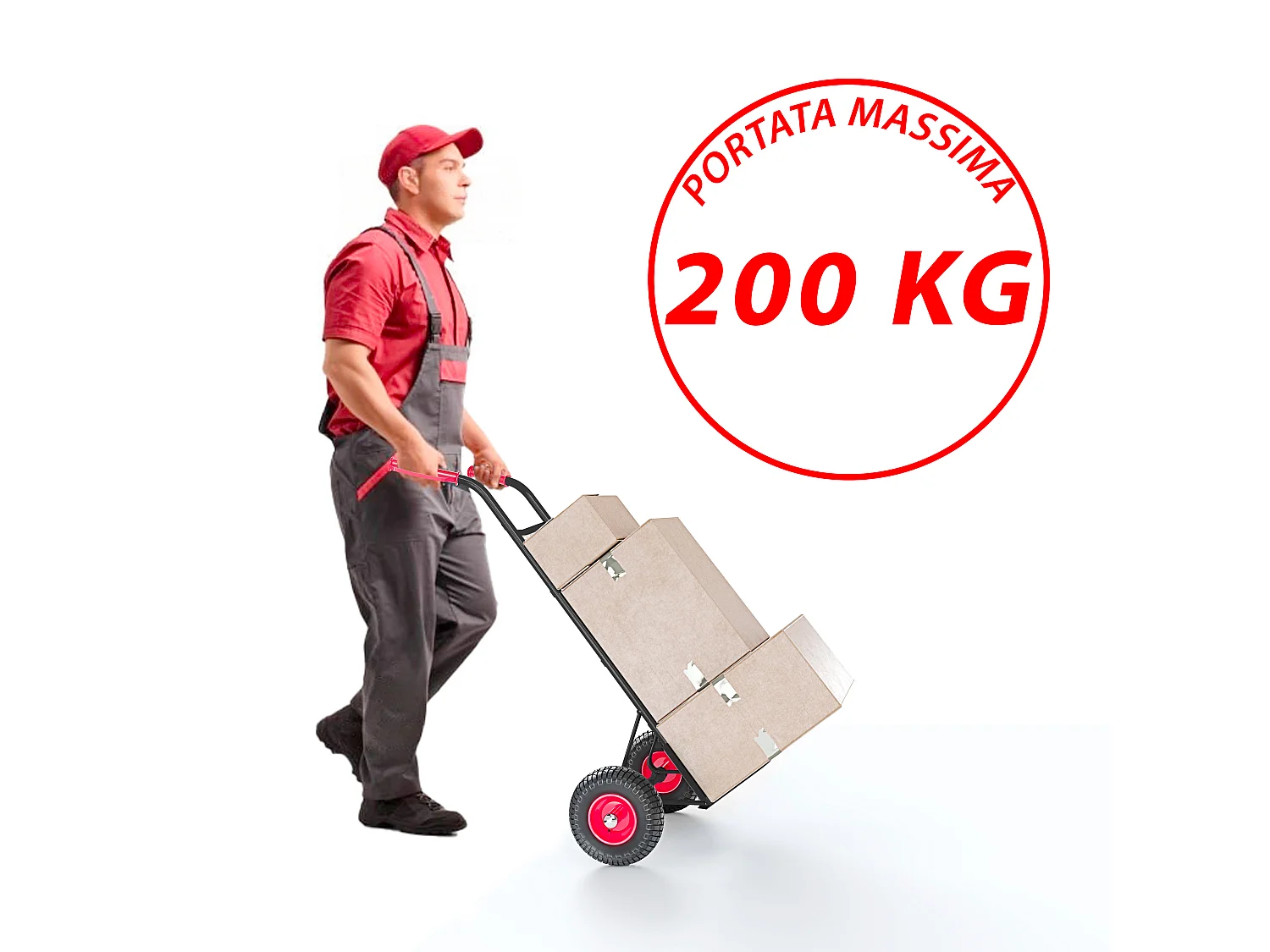 Carrello A Mano Portapacchi Portata 200 Kg In Acciaio Tubolare Ruote Pneumatiche Rinforzate Trasporto Pacchi Portasacchi 45 x 50.5 x 116 Cm Nero