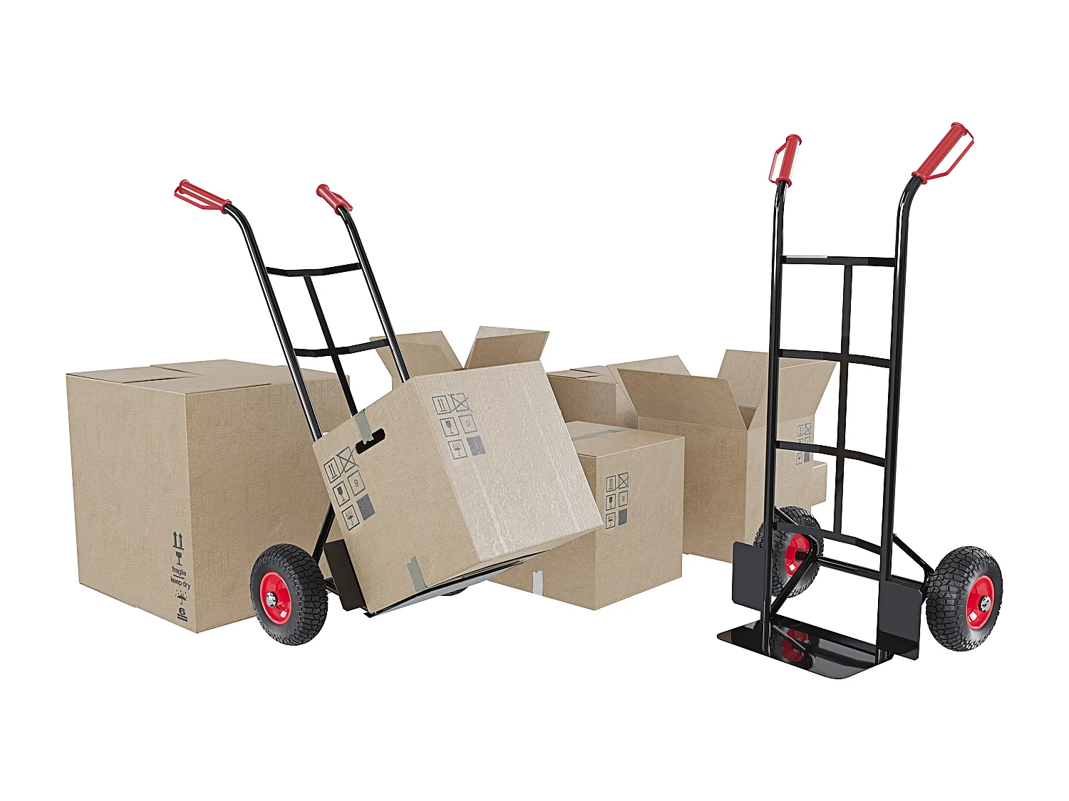 Carrello A Mano Portapacchi Portata 200 Kg In Acciaio Tubolare Ruote Pneumatiche Rinforzate Trasporto Pacchi Portasacchi 45 x 50.5 x 116 Cm Nero