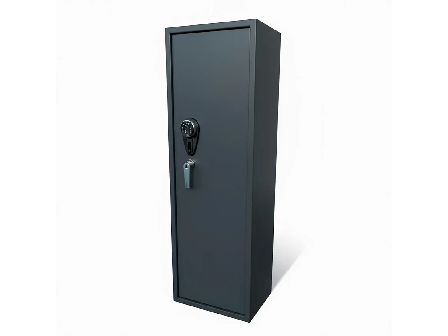Armadio Portafucili Armi Blindato Fuciliera Acciaio Serratura Digitale Chiave Tesoretto Tasca Porta Oggetti Grigio Scuro 148x34x28 Cm 5 Posti