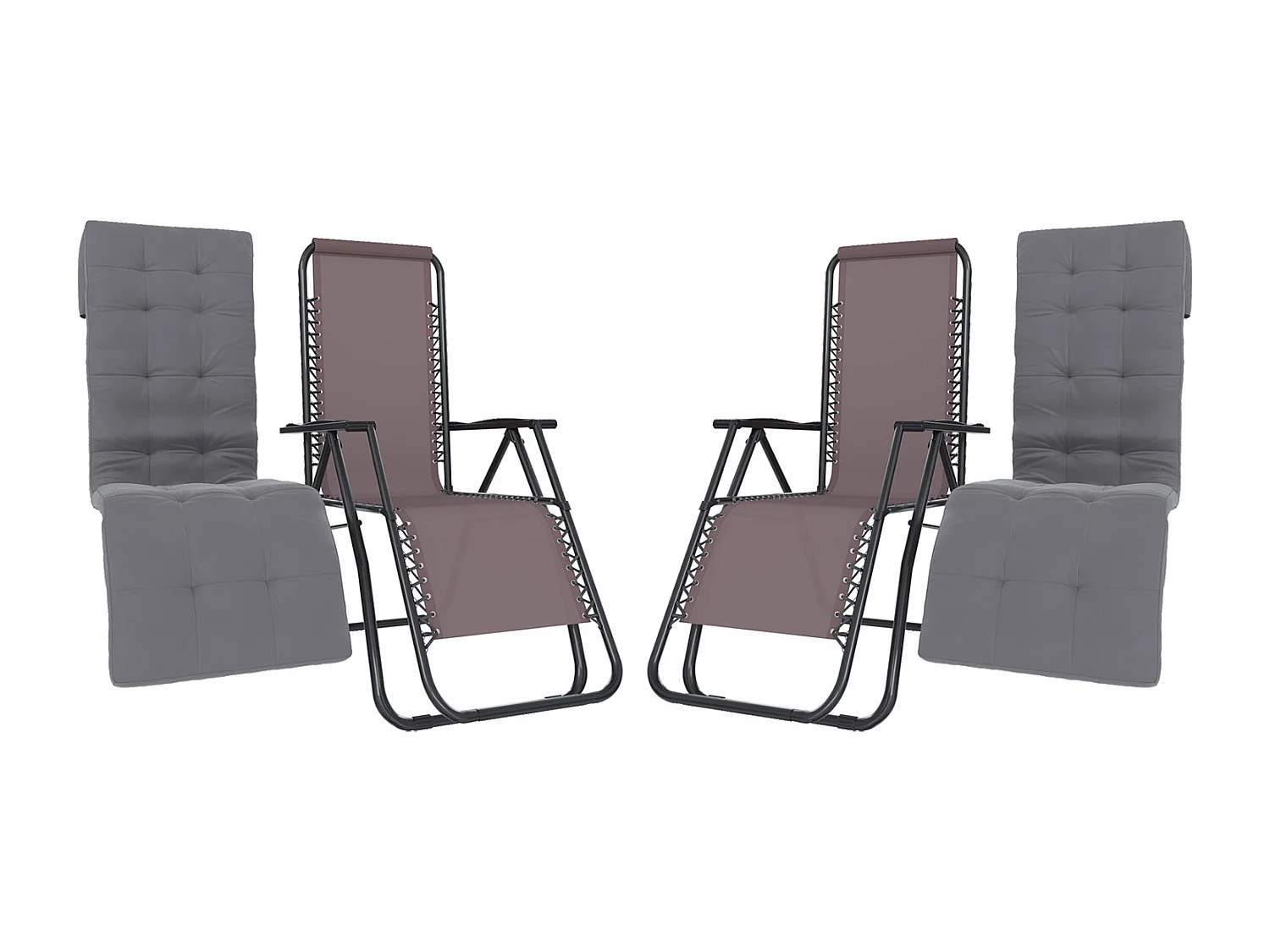 Set Di 2 Poltrone Sedie Sdraio Relax Reclinabili Gravità 0 Con Cuscino Imbottito Richiudibile In Acciaio Doppio Spessore Portata Max 120 Kg (Tortora)