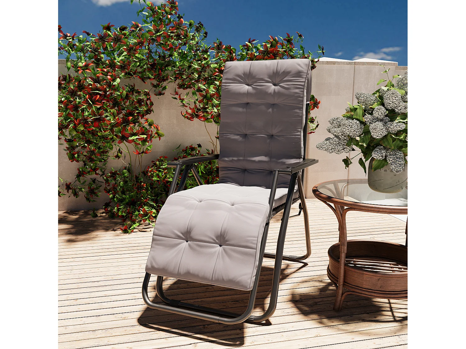 Set Di 2 Poltrone Sedie Sdraio Relax Reclinabili Gravità 0 Con Cuscino Imbottito Richiudibile In Acciaio Doppio Spessore Portata Max 120 Kg (Bianco)