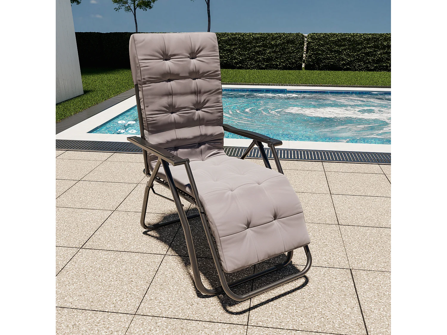 Set Di 2 Poltrone Sedie Sdraio Relax Reclinabili Gravità 0 Con Cuscino Imbottito Richiudibile In Acciaio Doppio Spessore Portata Max 120 Kg (Bianco)