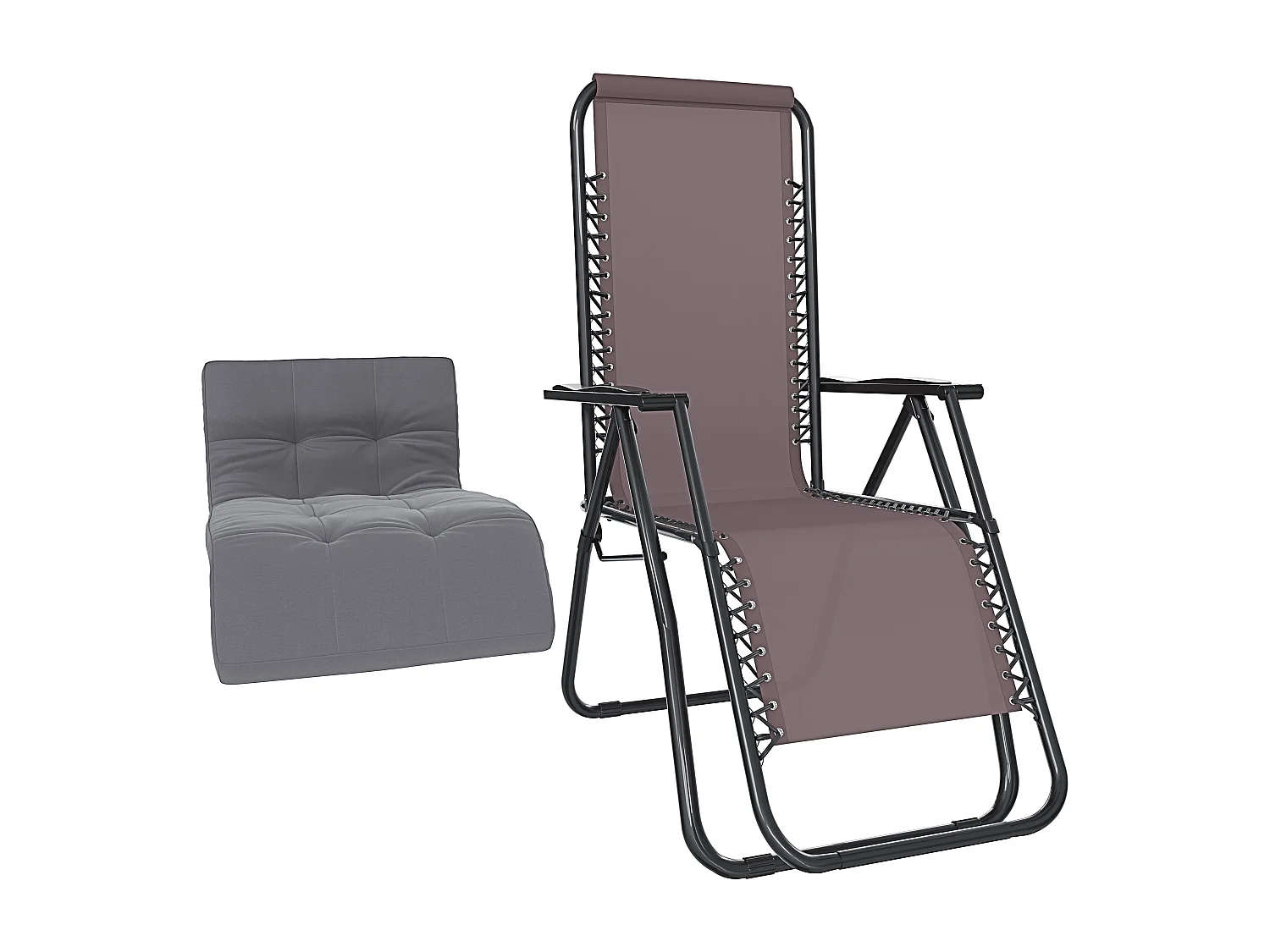 Poltrona Sedia Sdraio Relax Reclinabile Gravità 0 Cuscino Trapuntato Imbottito Design Ergonomico Richiudibile Salvaspazio Portata Max 120Kg (Tortora)