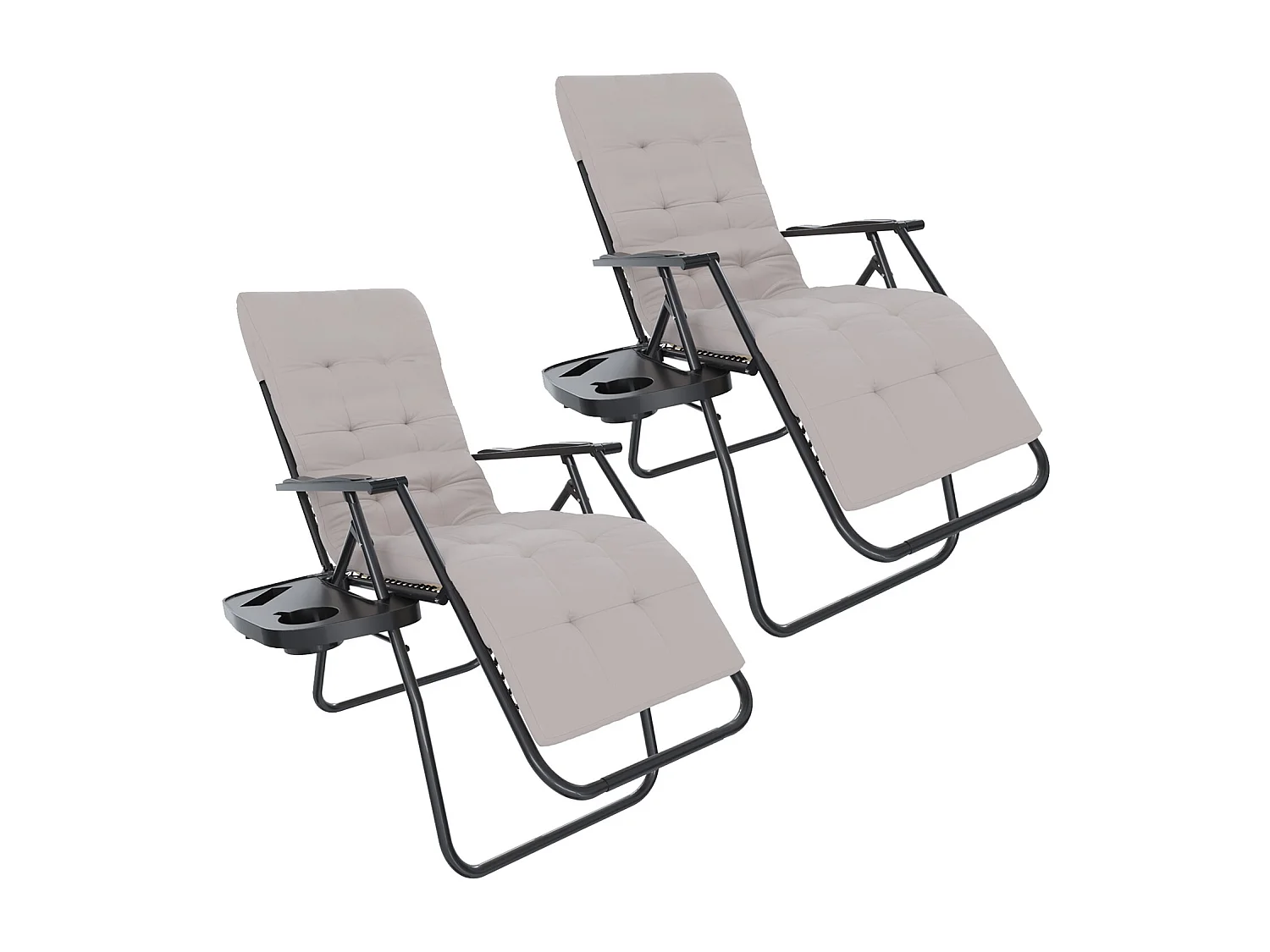 2 Sedie Sdraio Con Cuscino Imbottito E Portavivande Poltrona Relax Reclinabile Gravità 0 Design Ergonomico Richiudibile In Acciaio Portata Max 120 Kg