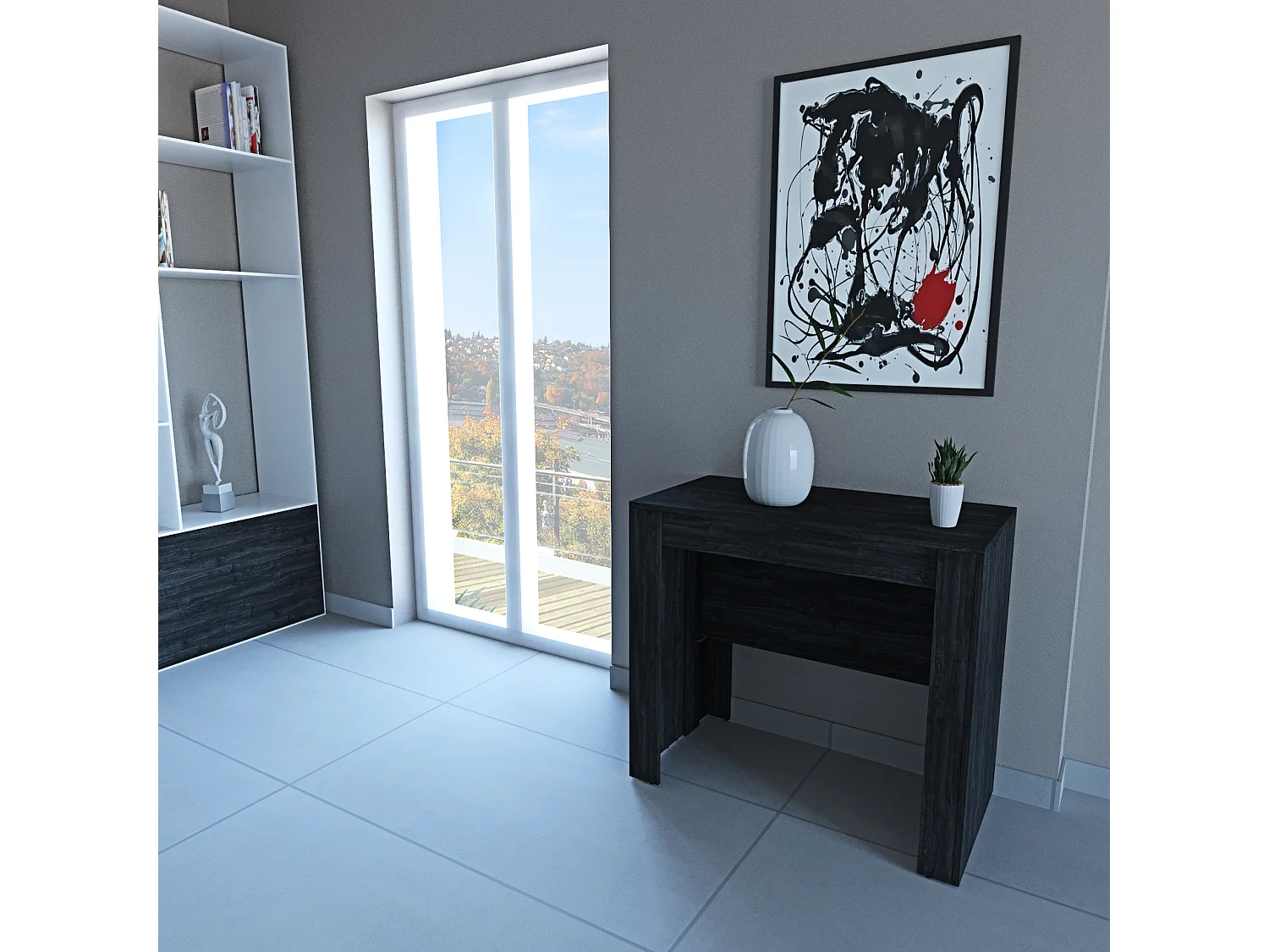 Tavolo Consolle Allungabile Oslo Fino A 2.37 Metri, Tavolo 10 Posti Salvaspazio Multiposizione, Design Moderno Ed Elegante 78 x 51 x 90 cm Wenge