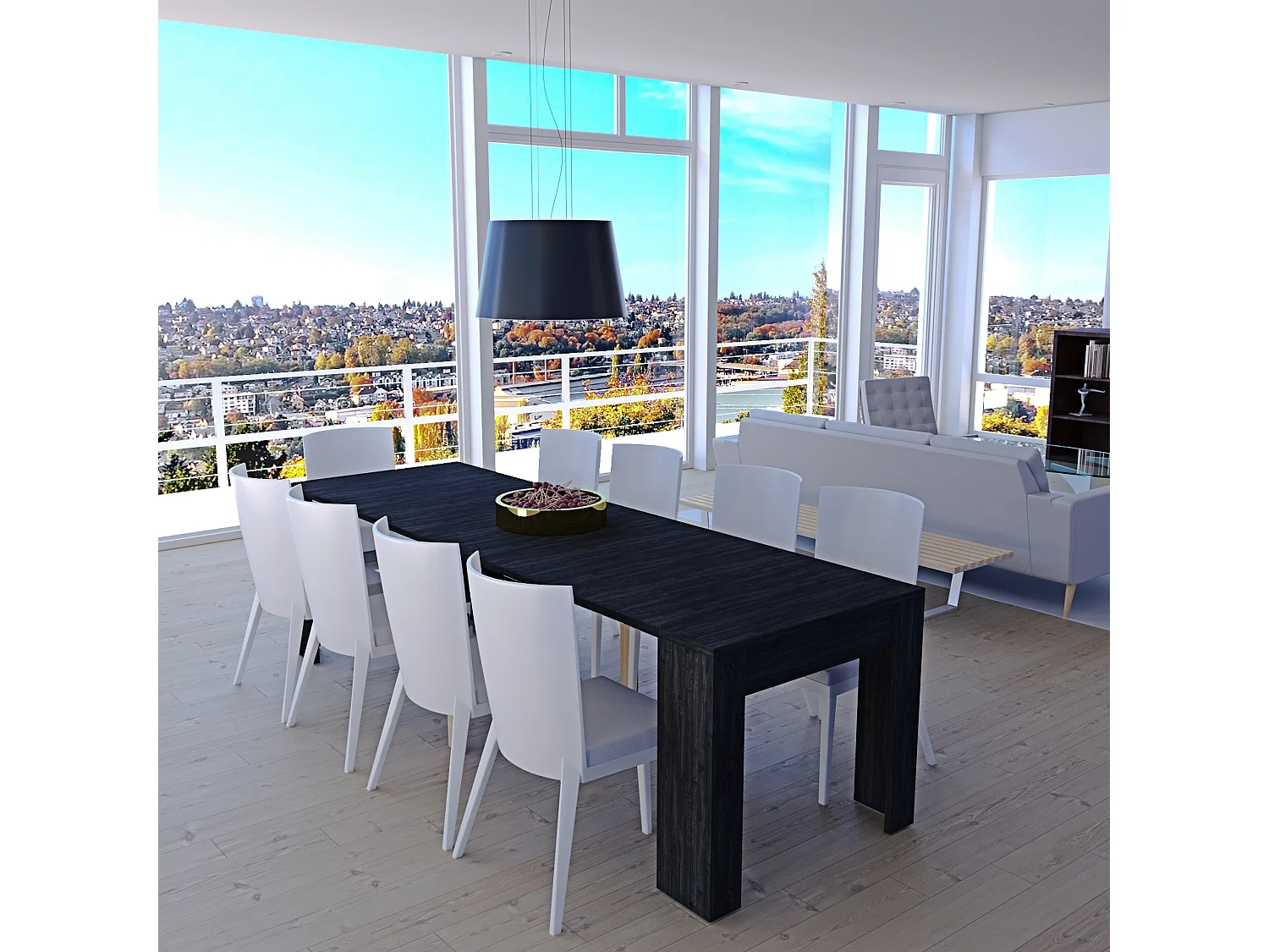 Tavolo Consolle Allungabile Oslo Fino A 2.37 Metri, Tavolo 10 Posti Salvaspazio Multiposizione, Design Moderno Ed Elegante 78 x 51 x 90 cm Wenge