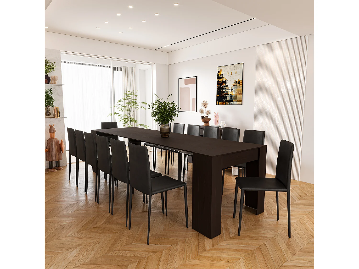 Tavolo Consolle Allungabile Oslo Fino A 2.37 Metri, Tavolo 10 Posti Salvaspazio Multiposizione, Design Moderno Ed Elegante 78 x 51 x 90 cm Wenge