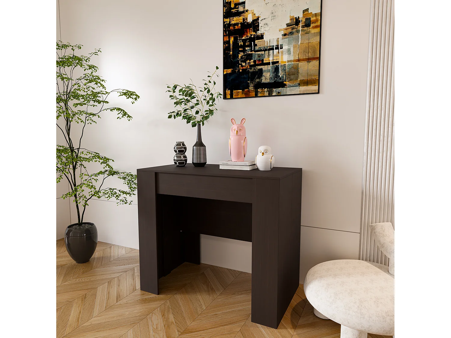 Tavolo Consolle Allungabile Oslo Fino A 2.37 Metri, Tavolo 10 Posti Salvaspazio Multiposizione, Design Moderno Ed Elegante 78 x 51 x 90 cm Wenge