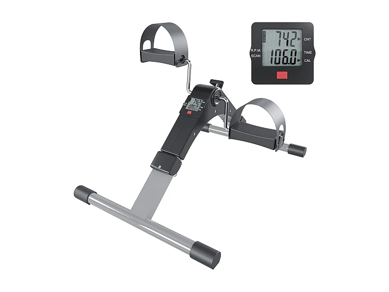 Pedaliera Riabilitazione Mini Cyclette Dispositivo Pieghevole Per Anziani Pedali Antiscivolo Display LCD Esercizio Fitness Da Tavolo Scrivania
