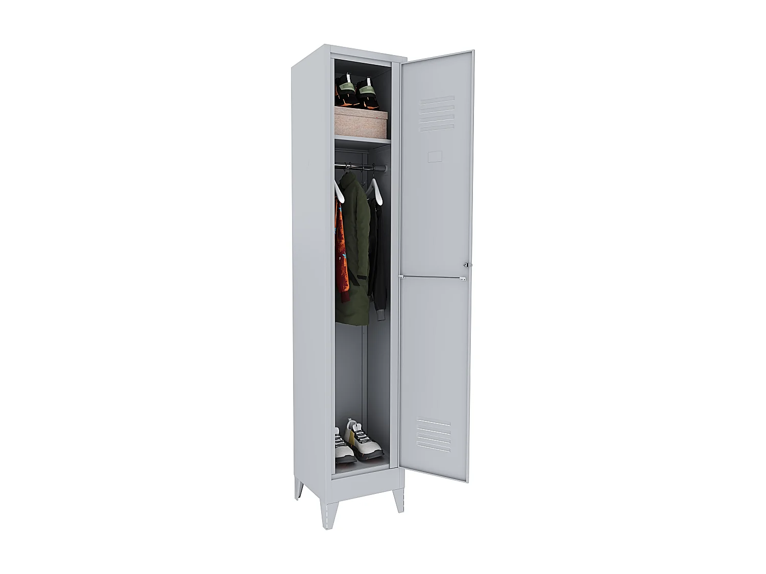 Armadietto Spogliatoio Armadio 1 Anta Slim Sporco Pulito In Lamiera Acciaio Salvaspazio Con Chiave Ripiano Appendiabiti Porta Cartellino 180x34x36 Cm