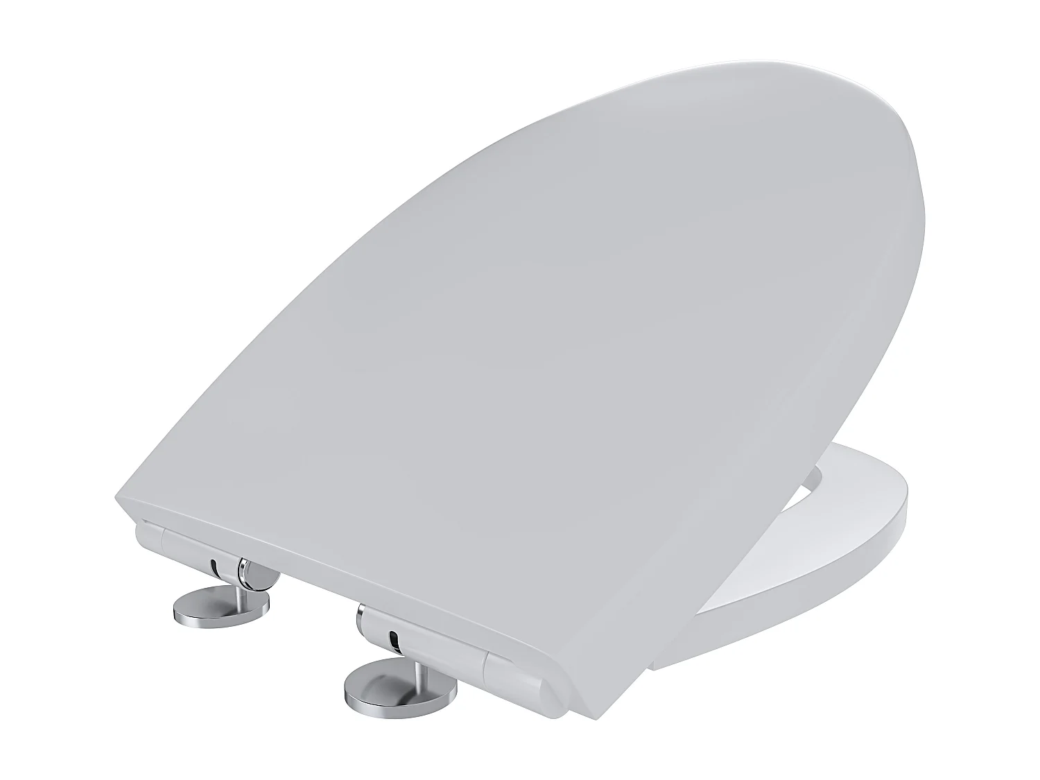 Sedile WC Copriwater Tavoletta UNIVERSALE Rapido Montaggio Con Soft Close Chiusura Ammortizzata In Plastica Antibatterica 458x370 Mm Bianco (Forma O)