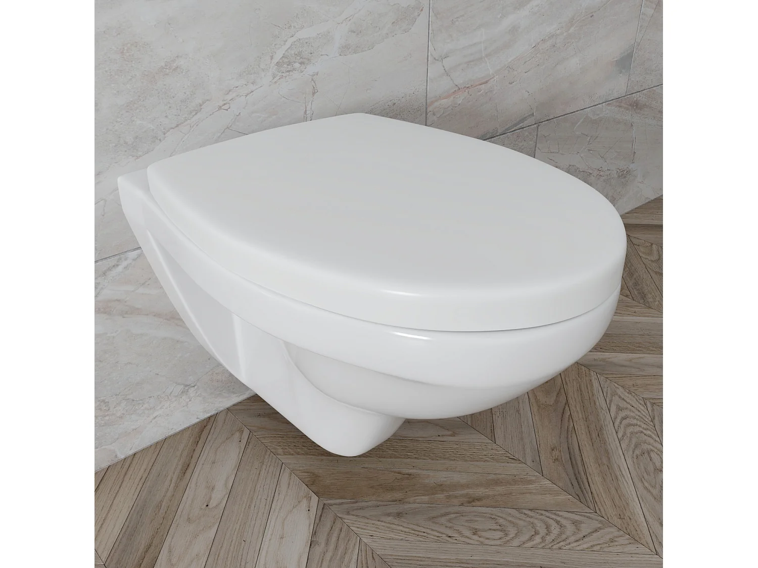Sedile WC Copriwater Tavoletta UNIVERSALE Rapido Montaggio Con Soft Close Chiusura Ammortizzata In Plastica Antibatterica 458x370 Mm Bianco (Forma O)