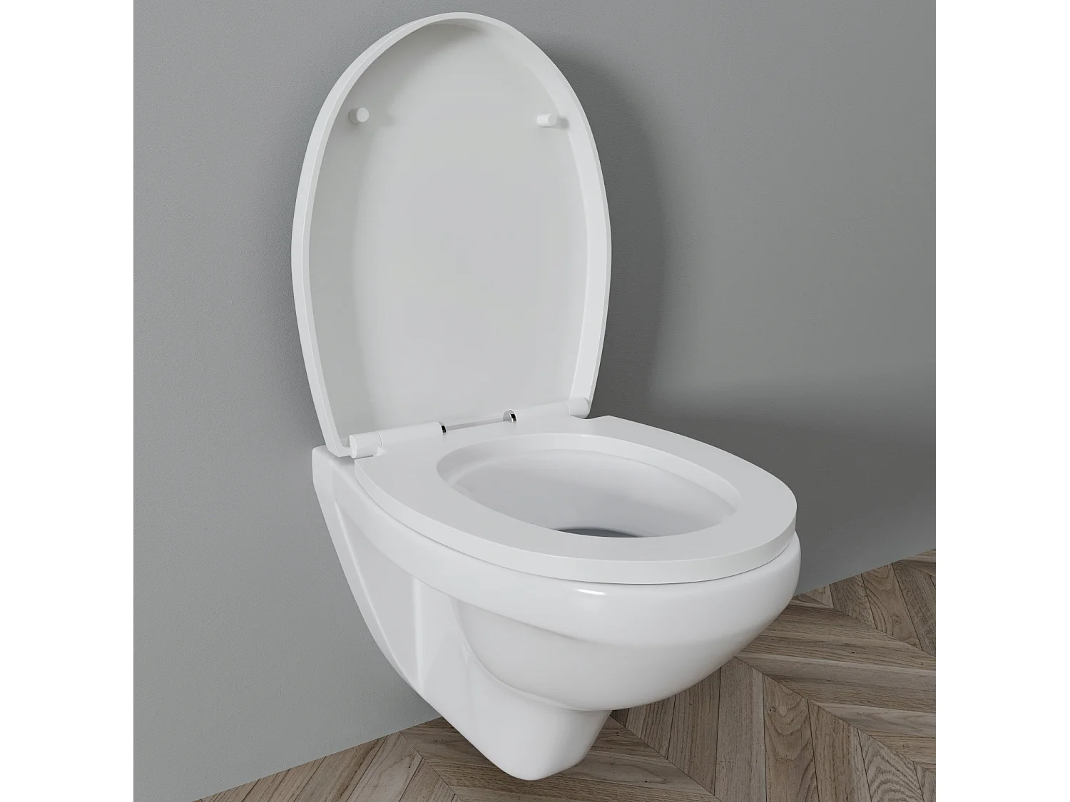 Sedile WC Copriwater Tavoletta UNIVERSALE Rapido Montaggio Con Soft Close Chiusura Ammortizzata In Plastica Antibatterica 458x370 Mm Bianco (Forma O)