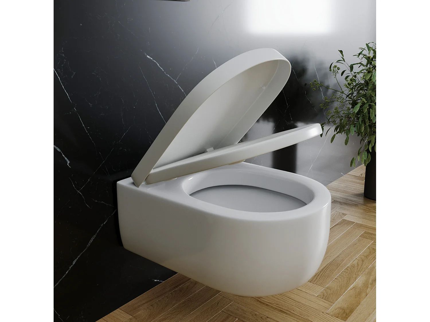 Sedile WC Copriwater Tavoletta UNIVERSALE Rapido Montaggio Con Soft Close Chiusura Ammortizzata In Plastica Antibatterica 458x361 Mm Bianco (Forma D)