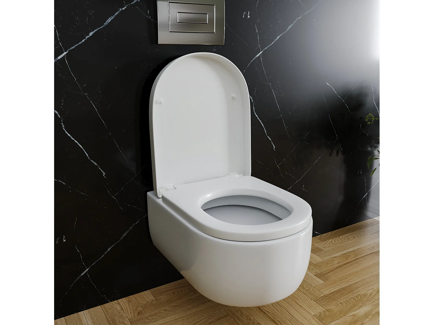 Sedile WC Copriwater Tavoletta UNIVERSALE Rapido Montaggio Con Soft Close Chiusura Ammortizzata In Plastica Antibatterica 458x361 Mm Bianco (Forma D)