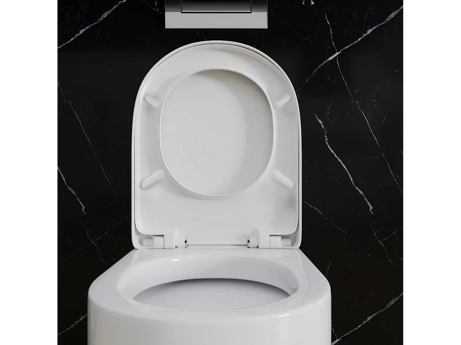 Sedile WC Copriwater Tavoletta UNIVERSALE Rapido Montaggio Con Soft Close Chiusura Ammortizzata In Plastica Antibatterica 458x361 Mm Bianco (Forma D)