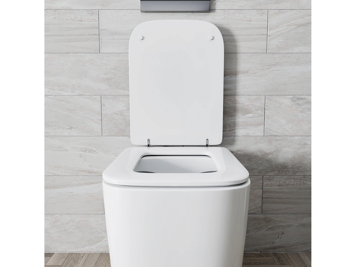 Sedile WC In Legno MDF Copriwater Tavoletta Universale Rapido Montaggio Adatta Per Tutti i WC Standard Portata Massima 150 Kg Cerniere In Ottone 44 × 36 Cm Bianco