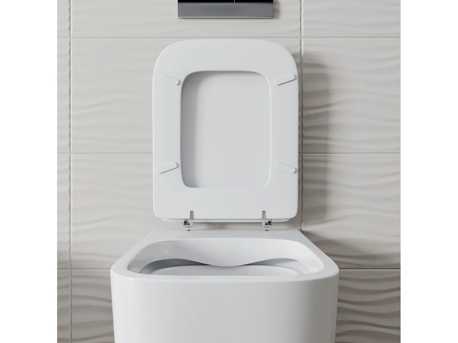Sedile WC In Legno MDF Copriwater Tavoletta Universale Rapido Montaggio Adatta Per Tutti i WC Standard Portata Massima 150 Kg Cerniere In Ottone 44 × 36 Cm Bianco