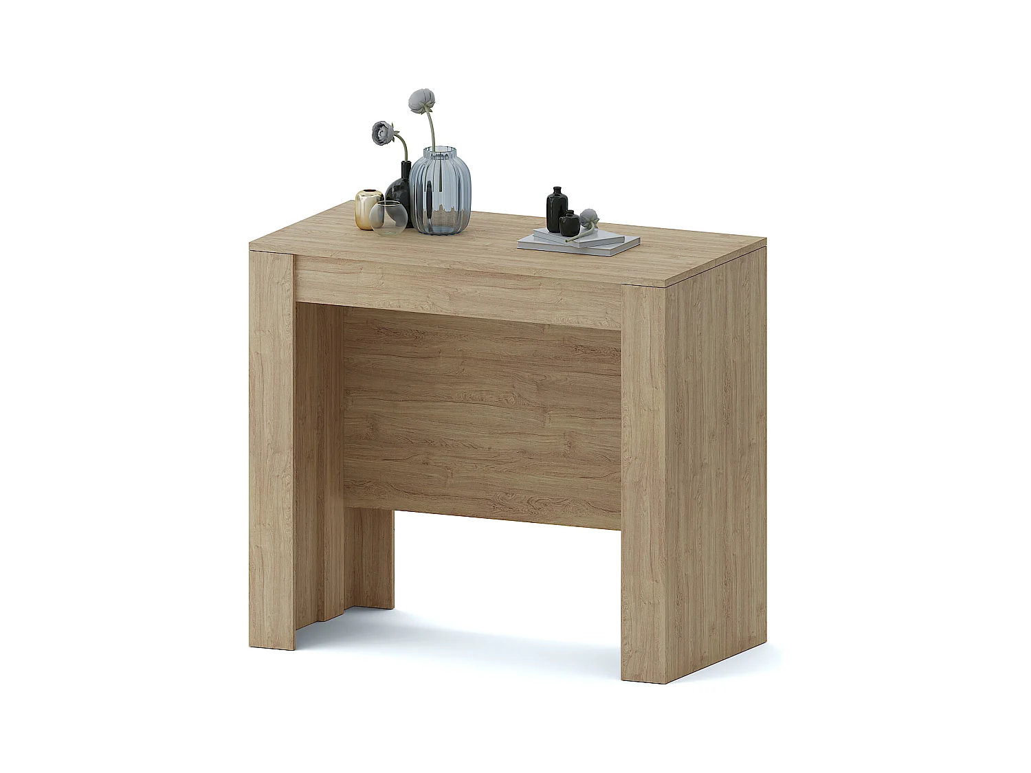 Tavolo Consolle Allungabile 2.37 Metri 10 Posti Salvaspazio Multiposizione Design Moderno Elegante Consolle Per Casa Ufficio 78 x 51 x 90 cm Rovere