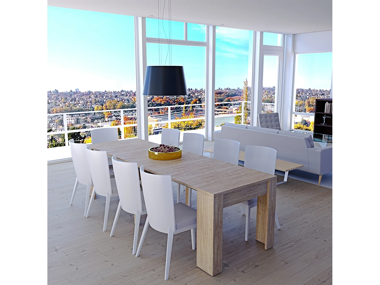 Tavolo Consolle Allungabile Oslo Fino A 2.37 Metri, Tavolo 10 Posti Salvaspazio Multiposizione, Design Moderno Ed Elegante, 78 x 51 x 90 cm Rovere