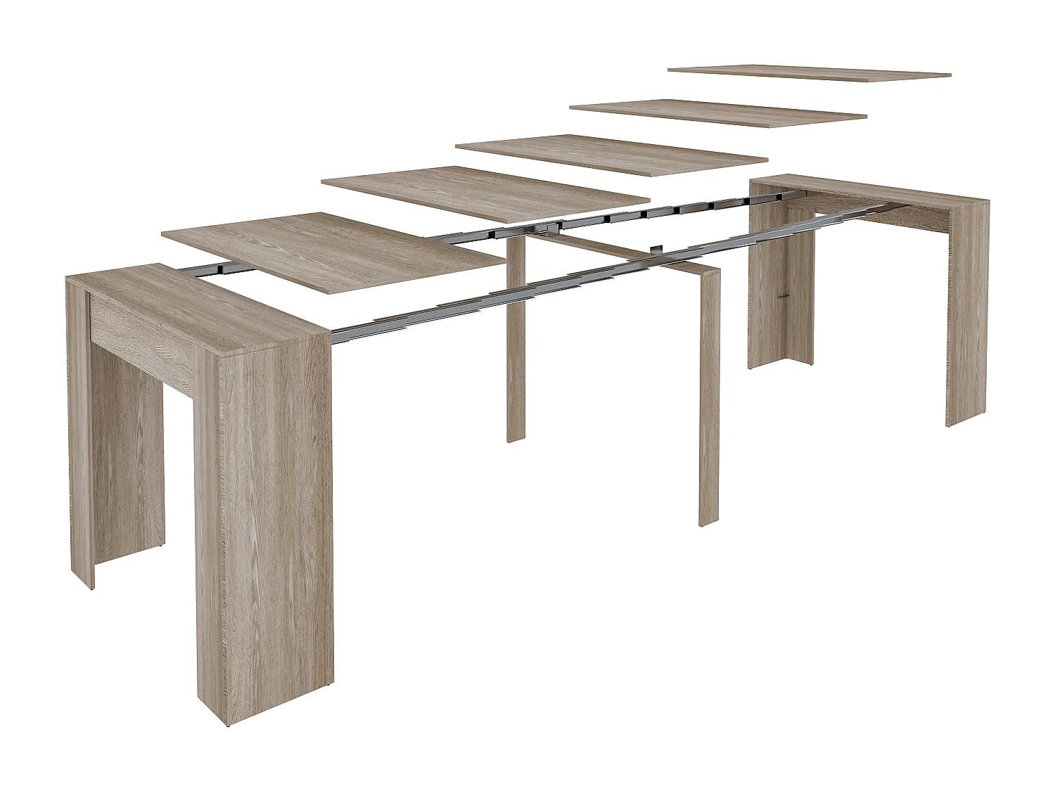 Tavolo Consolle Allungabile Oslo Fino A 2.37 Metri, Tavolo 10 Posti Salvaspazio Multiposizione, Design Moderno Ed Elegante, 78 x 51 x 90 cm Rovere