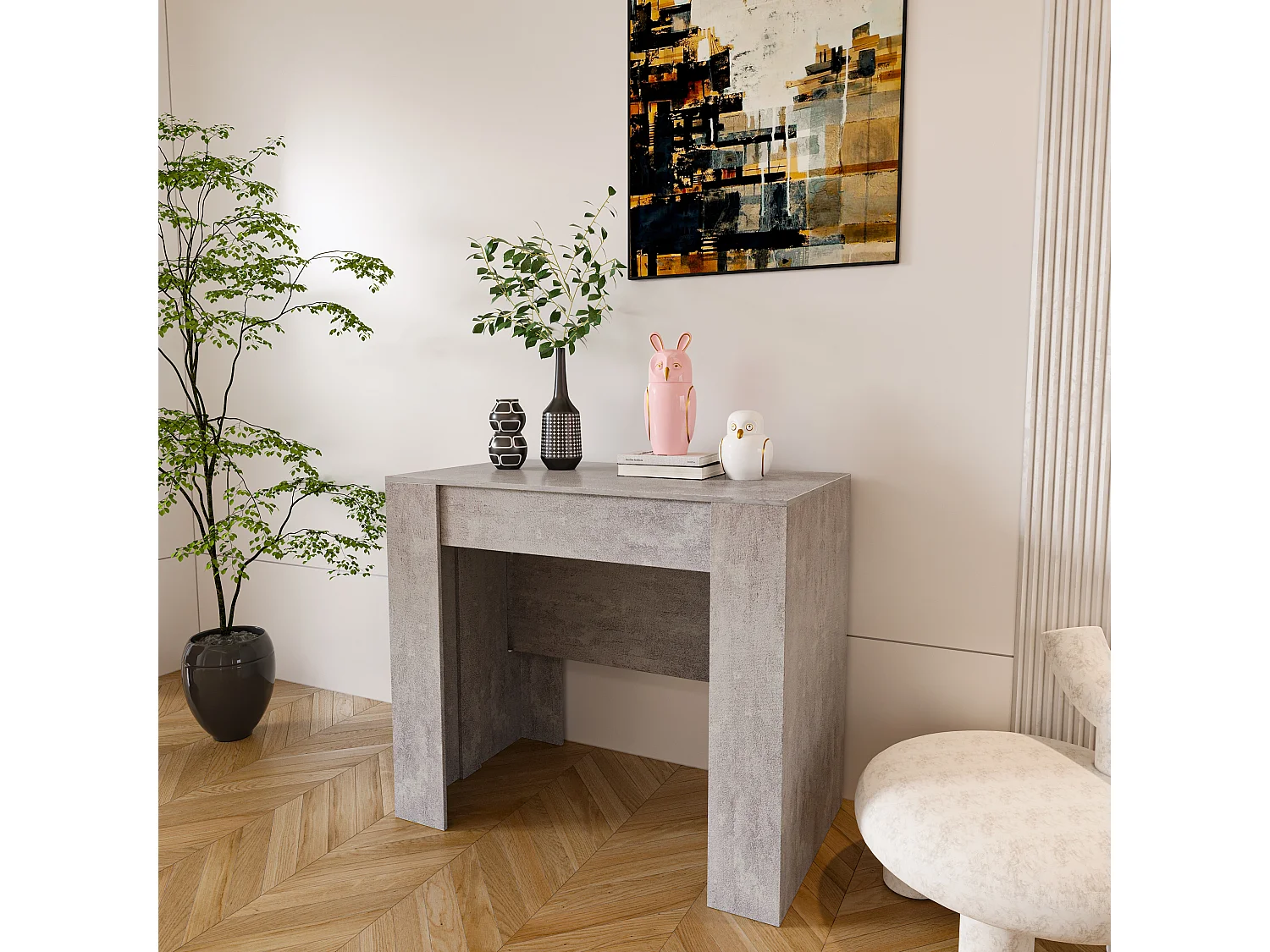 Tavolo Consolle Allungabile Oslo Fino A 2.37 Metri, Tavolo 10 Posti Salvaspazio Multiposizione, Design Moderno Ed Elegante 78 x 51 x 90 cm Grigio