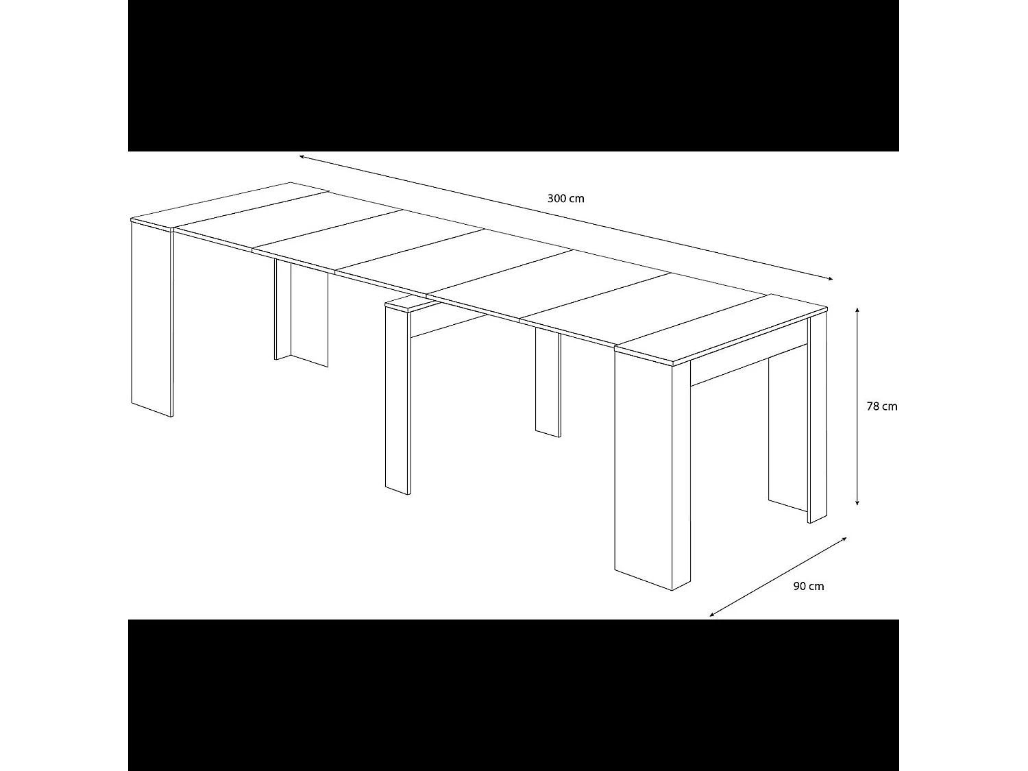 Tavolo Consolle Allungabile Oslo Plus Fino A 3 Metri, Tavolo 14 Posti Salvaspazio Multiposizione, Design Moderno 78 x 51 x 90 cm Bianco Lucido