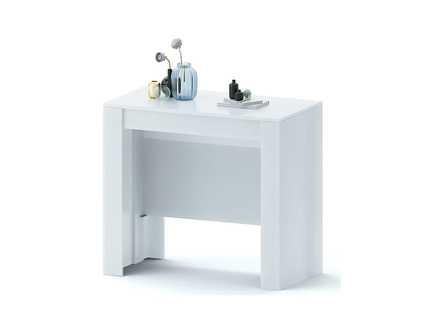 Tavolo Consolle Allungabile Oslo Plus Fino A 3 Metri, Tavolo 14 Posti Salvaspazio, Consolle per Casa E Ufficio, 78 x 51 x 90 cm, Bianco Lucido