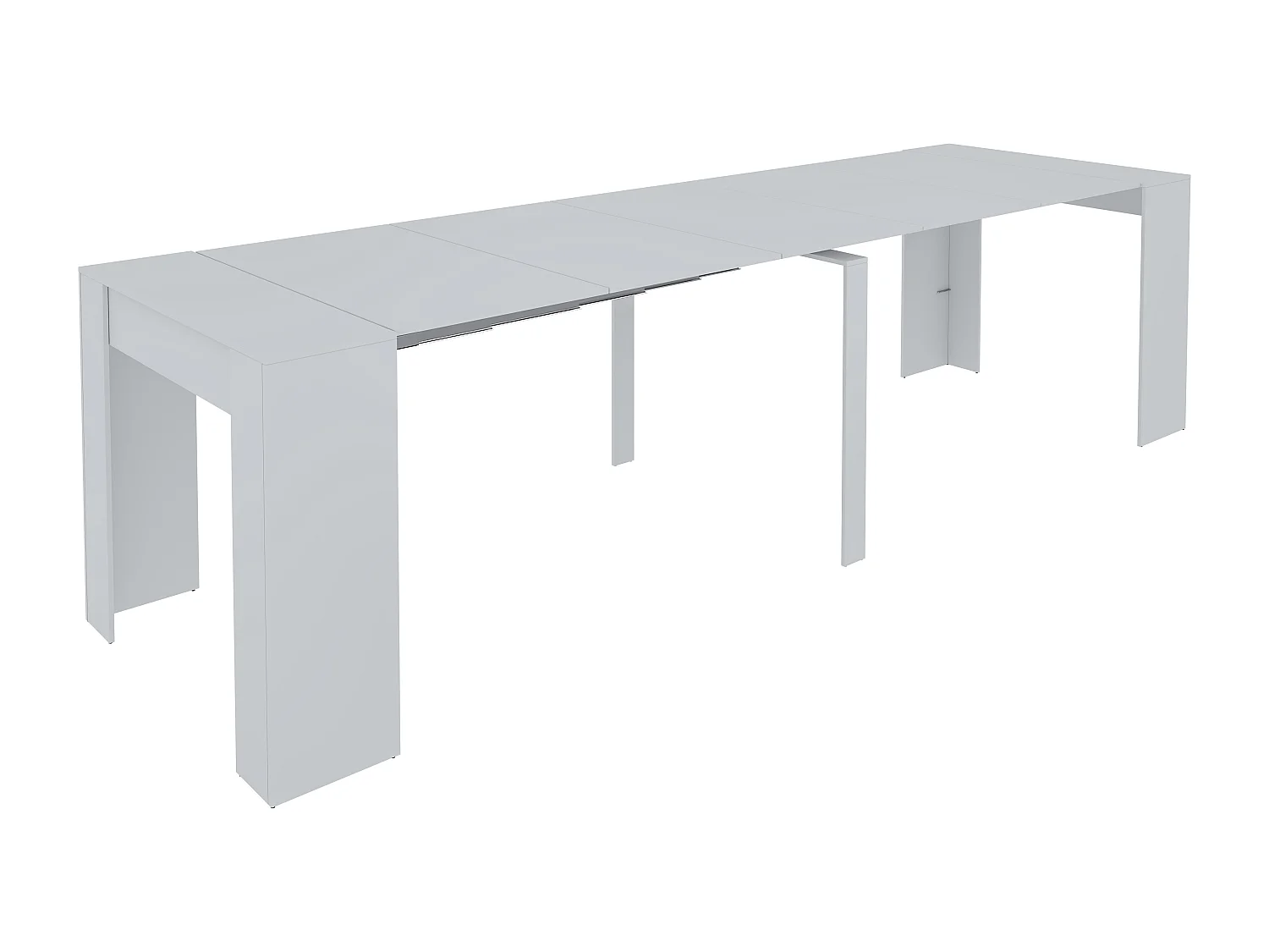 Tavolo Consolle Allungabile Oslo Plus Fino A 3 Metri, Tavolo 14 Posti Salvaspazio Multiposizione, Design Moderno 78 x 51 x 90 cm Bianco Lucido