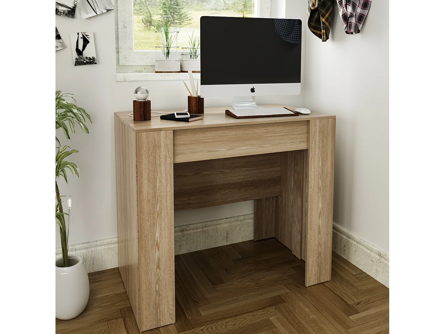 Tavolo Consolle Allungabile Oslo Plus Fino A 3 Metri, Tavolo 14 Posti Salvaspazio Multiposizione, Design Moderno Ed Elegante 78 x 51 x 90 cm Rovere