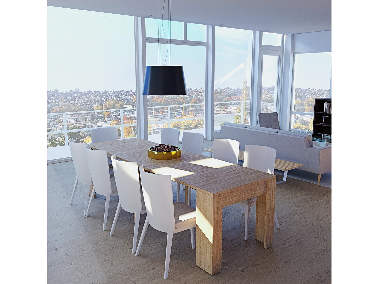 Tavolo Consolle Allungabile Oslo Plus Fino A 3 Metri, Tavolo 14 Posti Salvaspazio Multiposizione, Design Moderno Ed Elegante 78 x 51 x 90 cm Rovere