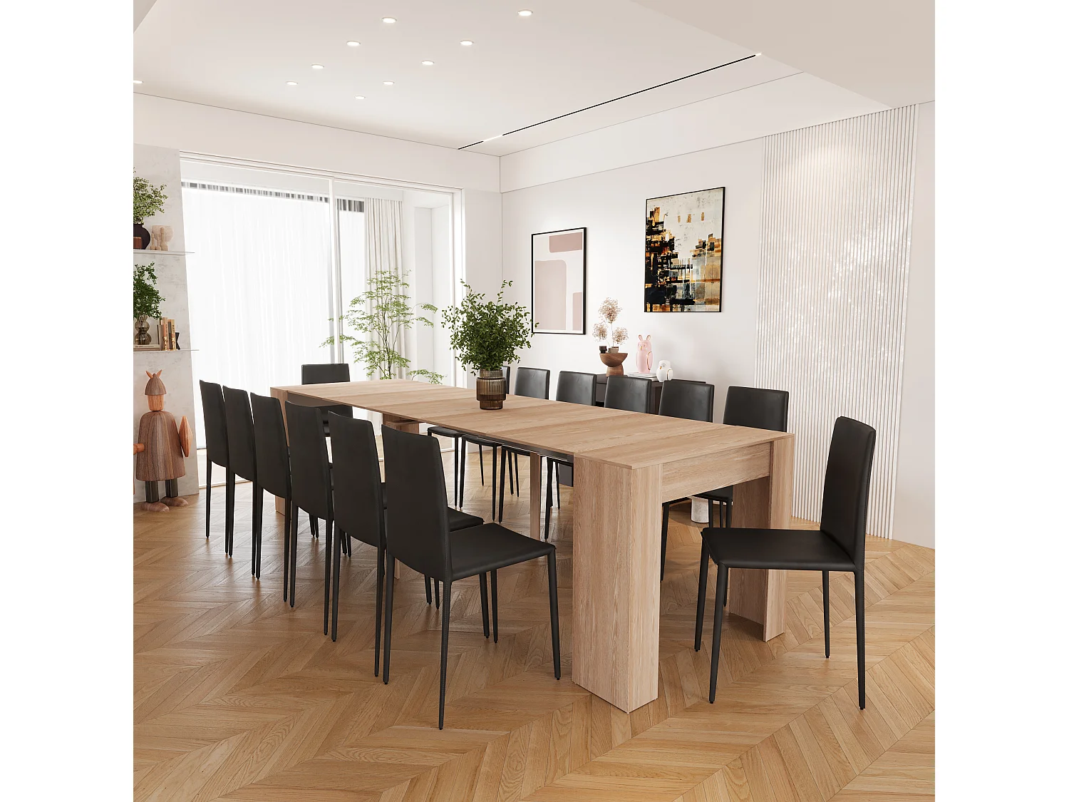 Tavolo Consolle Allungabile Oslo Plus Fino A 3 Metri, Tavolo 14 Posti Salvaspazio Multiposizione, Design Moderno Ed Elegante 78 x 51 x 90 cm Rovere