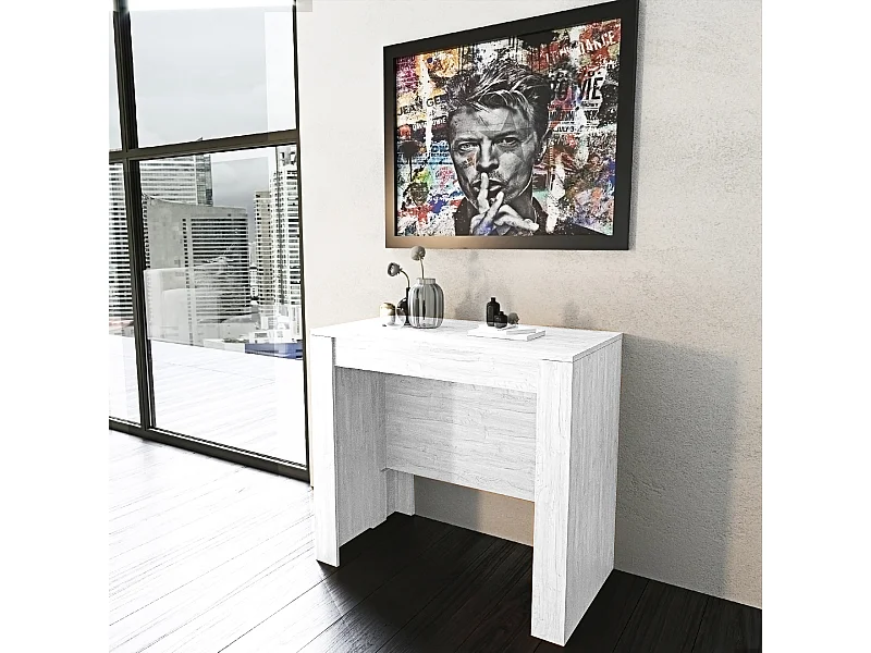 Tavolo Consolle Allungabile Fino A 3 Metri 14 Posti Salvaspazio Multiposizione Design Moderno Elegante Casa Ufficio 78x51x 90 cm Bianco Frassino