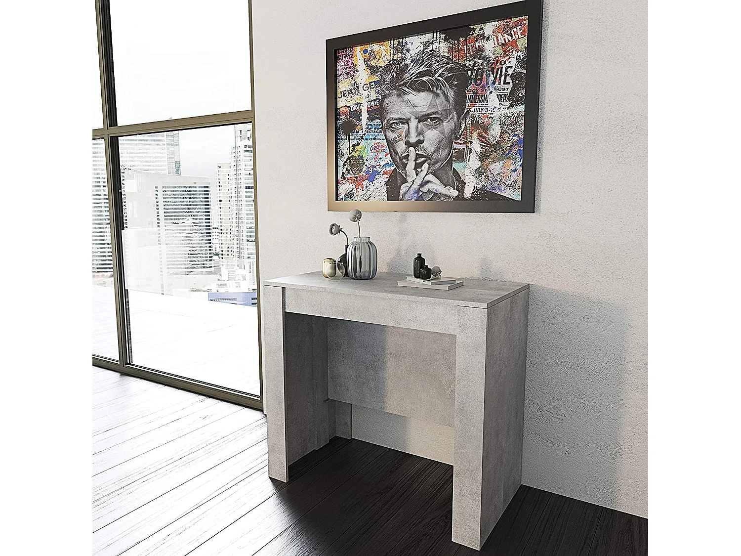 Tavolo Consolle Allungabile Oslo Plus Fino A 3 Metri, Tavolo 14 Posti Salvaspazio Multiposizione, Design Moderno Ed Elegante 78 x 51 x 90 cm Grigio