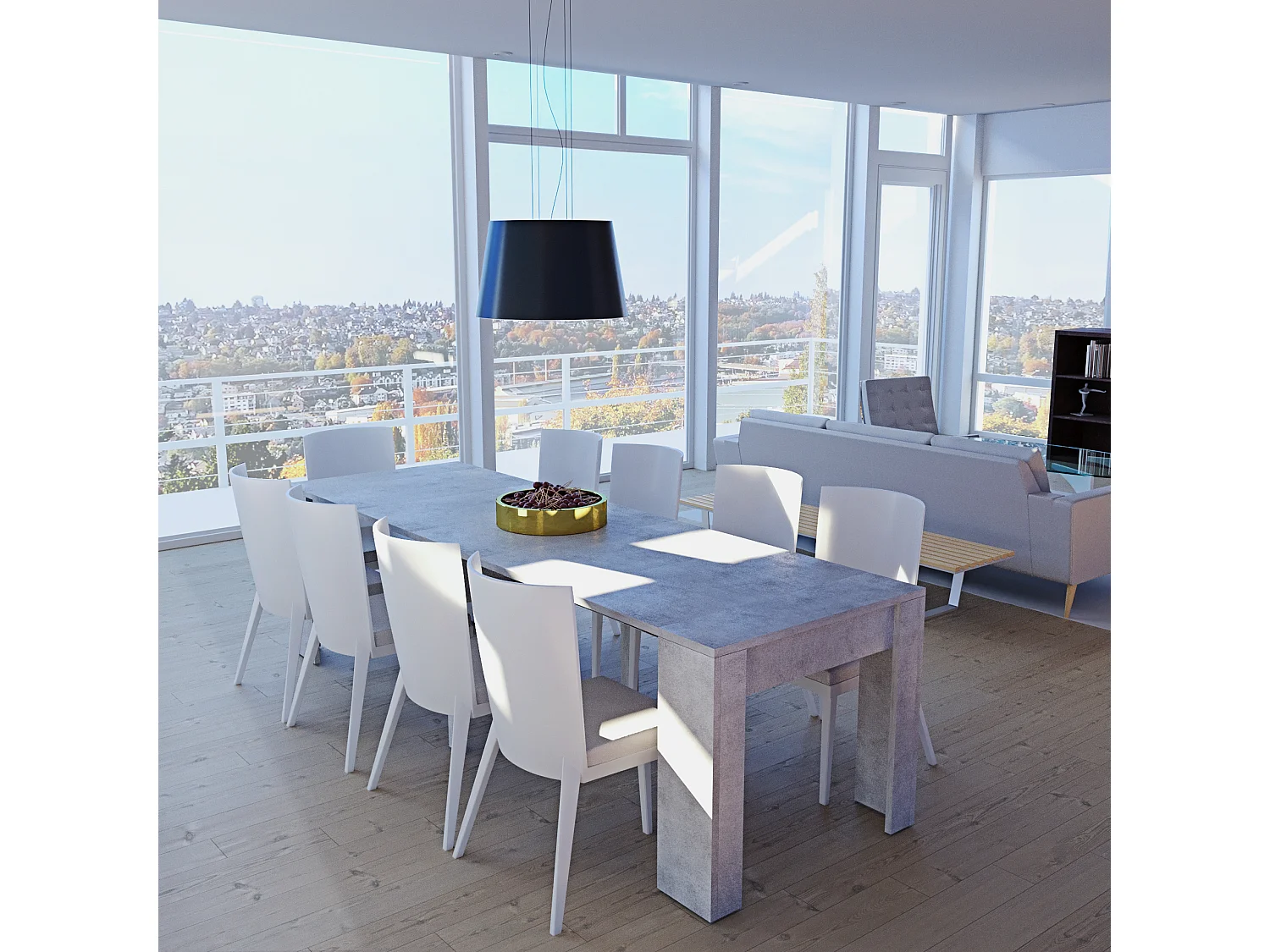 Tavolo Consolle Allungabile Oslo Plus Fino A 3 Metri, Tavolo 14 Posti Salvaspazio Multiposizione, Design Moderno Ed Elegante 78 x 51 x 90 cm Grigio