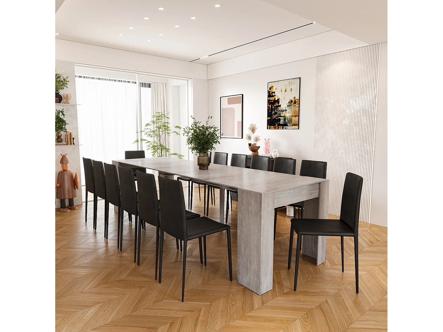 Tavolo Consolle Allungabile Oslo Plus Fino A 3 Metri, Tavolo 14 Posti Salvaspazio Multiposizione, Design Moderno Ed Elegante 78 x 51 x 90 cm Grigio