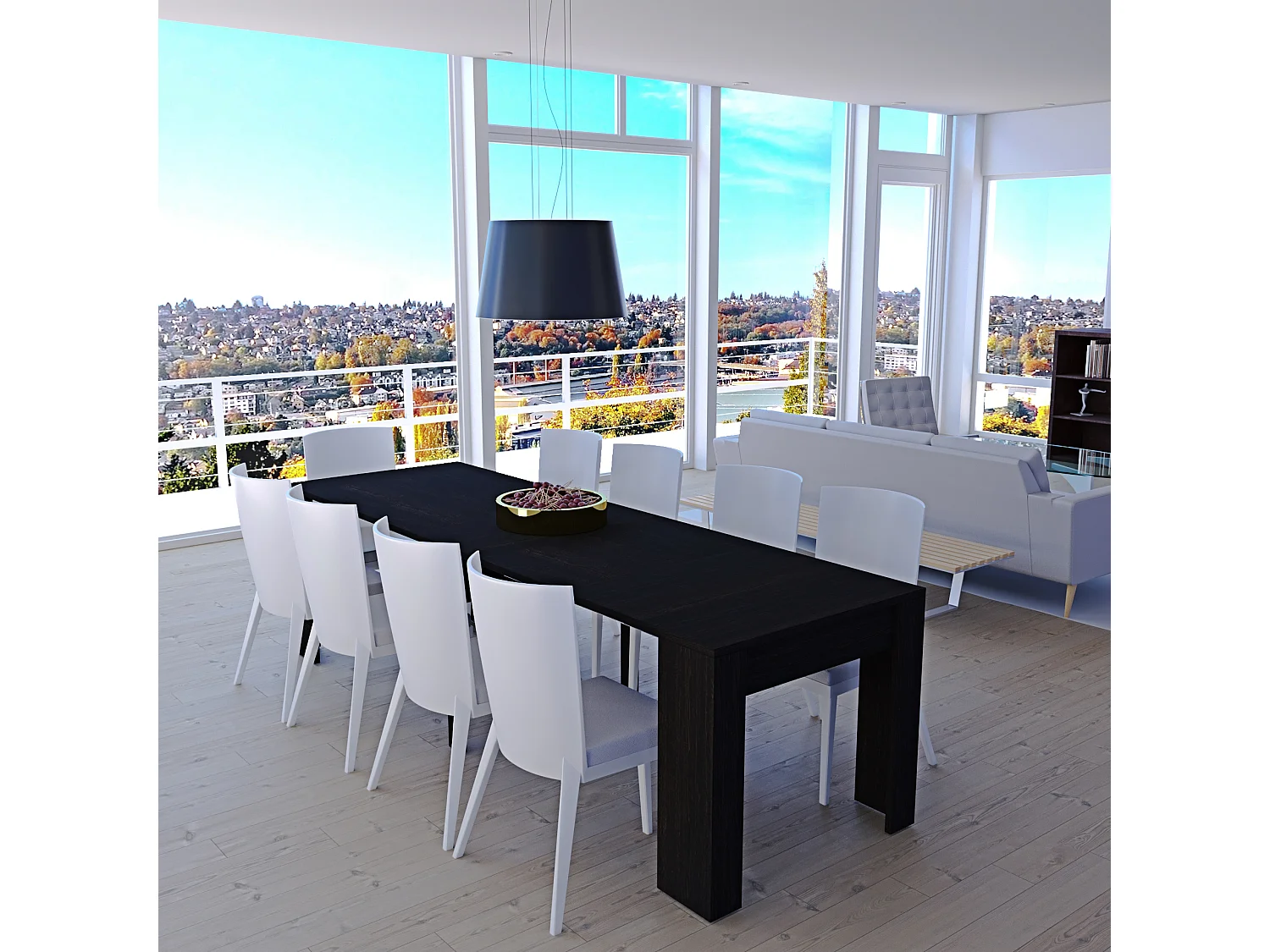 Tavolo Consolle Allungabile Oslo Plus Fino A 3 Metri, Tavolo 14 Posti Salvaspazio Multiposizione, Design Moderno Ed Elegante 78 x 51 x 90 cm Wengè