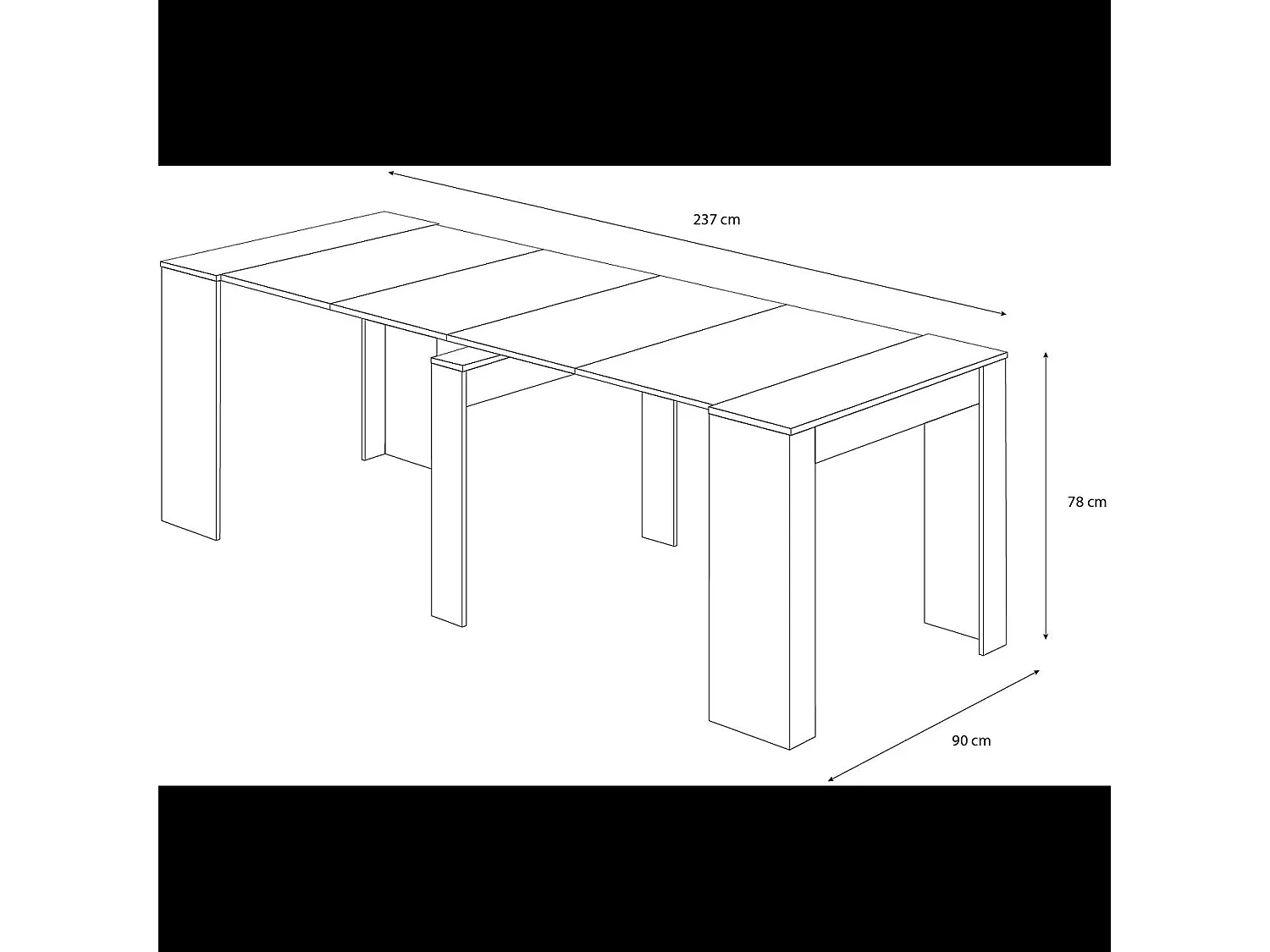 Tavolo Consolle Allungabile Oslo Fino A 2.37 Metri, Tavolo 10 Posti Salvaspazio Multiposizione, Design Moderno Elegante 78 x 51 x 90 cm Bianco Lucido