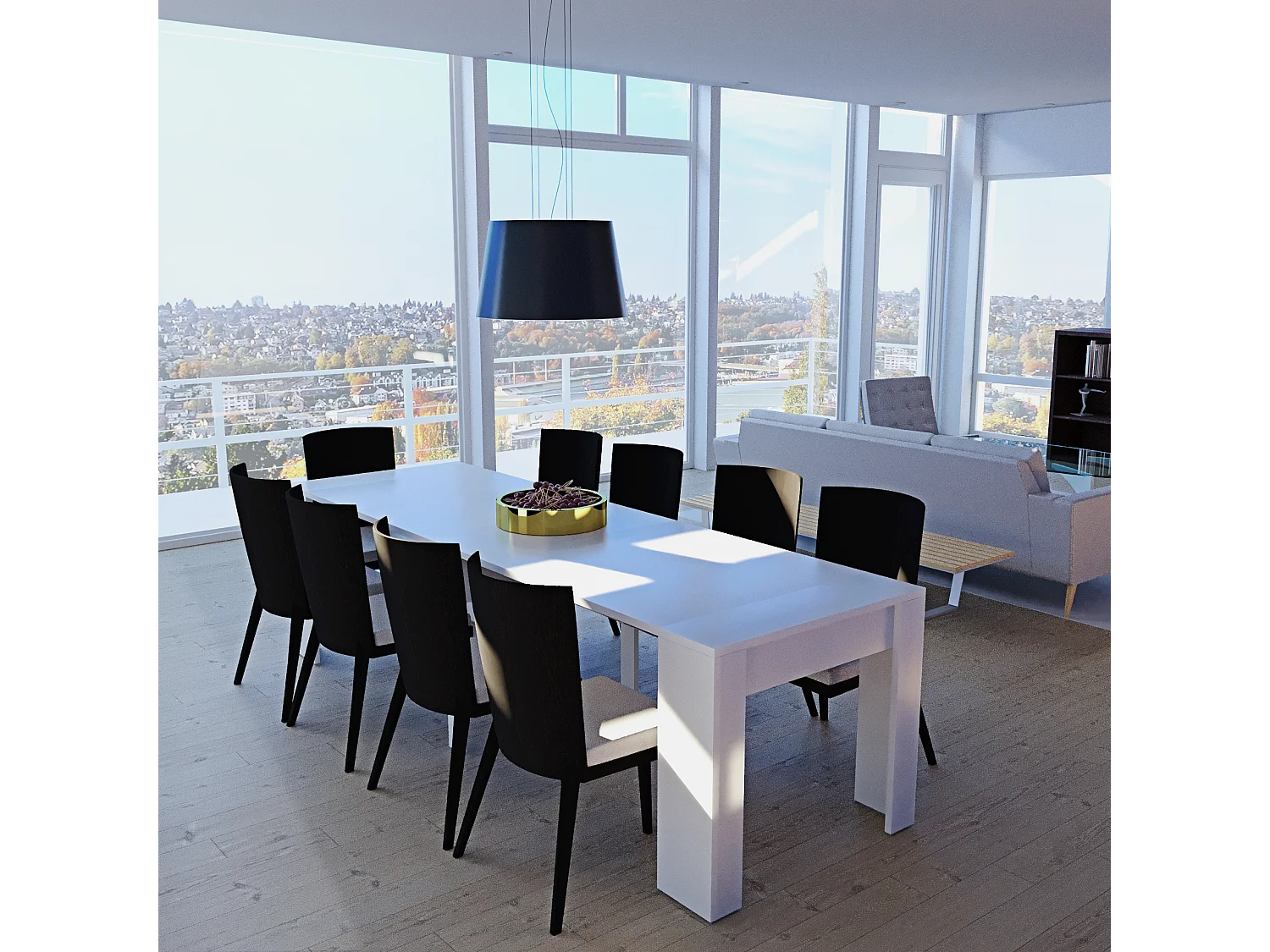 Tavolo Consolle Allungabile Oslo Fino A 2.37 Metri, Tavolo 10 Posti Salvaspazio Multiposizione, Design Moderno Elegante 78 x 51 x 90 cm Bianco Lucido