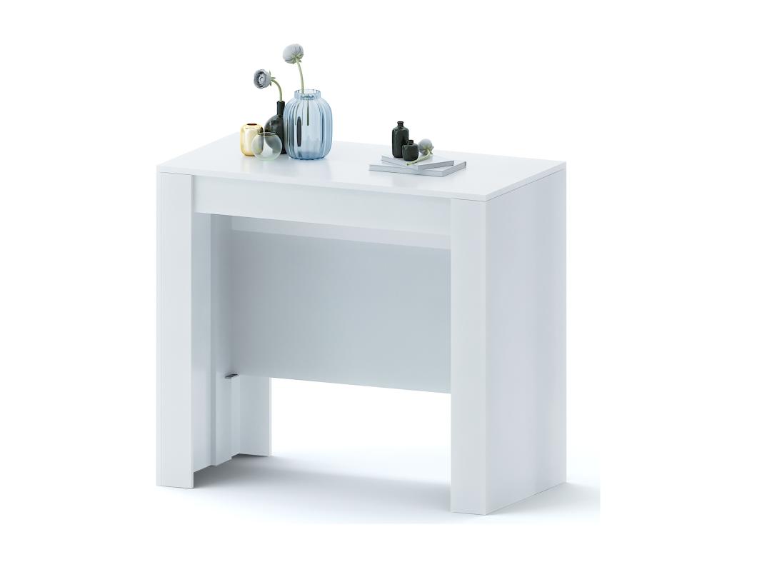 Tavolo Consolle Allungabile 2.37 Metri 10 Posti Salvaspazio Multiposizione Design Moderno Elegante Consolle Per Casa Ufficio 78 x 51 x 90 cm Bianco
