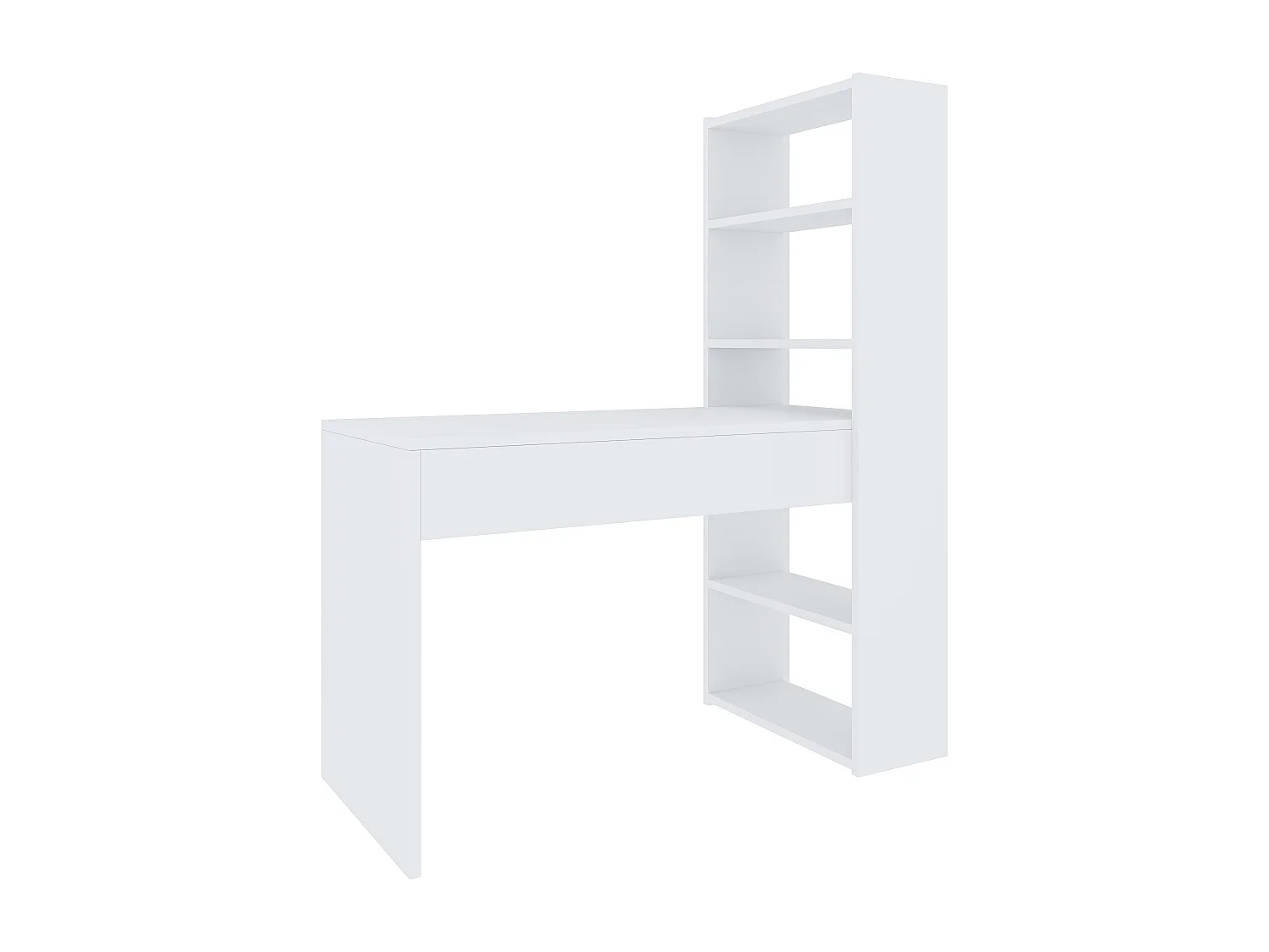 Scrivania Con Libreria Reversibile Salvaspazio Kirkensen Scrittoio Scaffali Laterali Mobile Desk Postazione Pc Da Studio Ufficio Soggiorno 120 x 144 x 53 cm Bianco