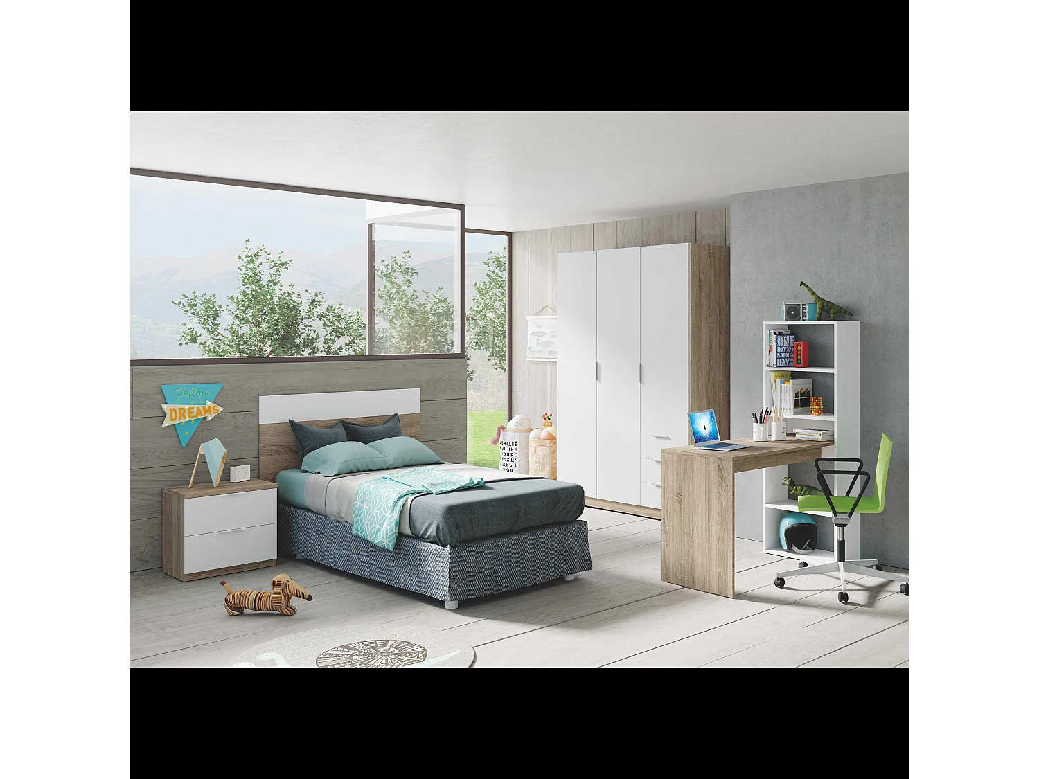 Scrivania Con Libreria Reversibile Scrittoio Scaffali Laterali Mobile Desk da Ufficio Soggiorno Sala Da Pranzo 120 x 144 x 53cm Colore Bianco e Rovere
